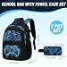Byitin Rucksack Schulrucksack Set 2-teilig mit Federmäppchen Jungen Teenager, Schulranzen Kinder Schule, Leuchtende Gaming Schultasche Groß mit USB Ladeanschluss, für Grundschule & Sekundarstufe