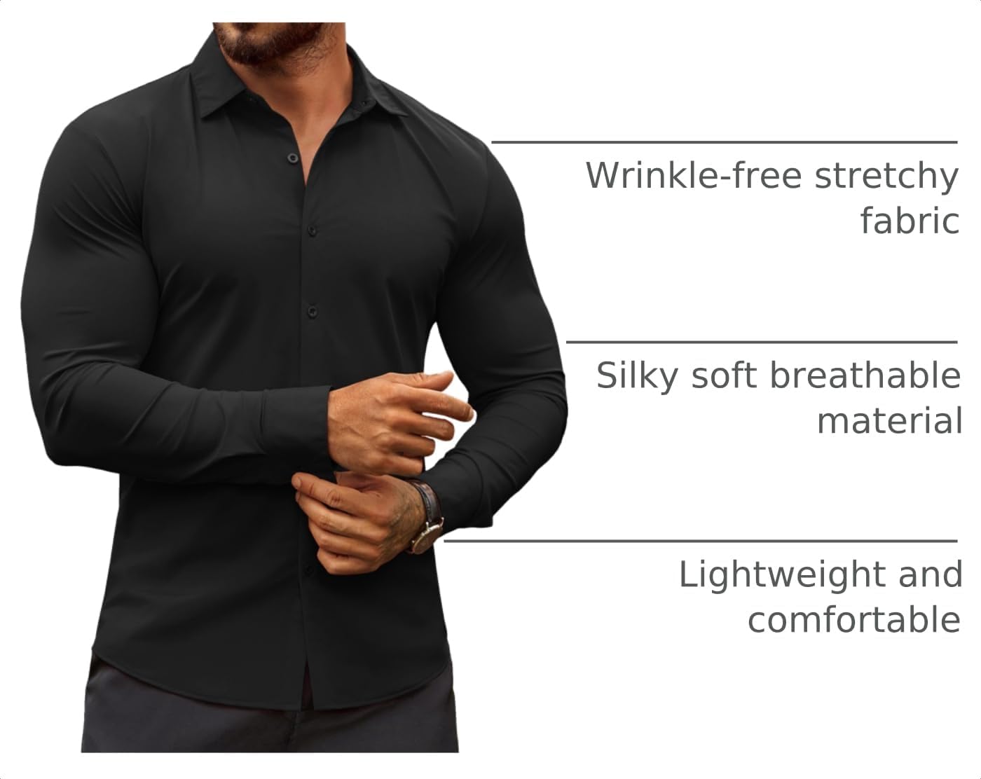 COOFANDY Men's Muscle Fit Dress Shirts Wrinkle-Free Long Sleeve Casual Button Down Shirts image 4
