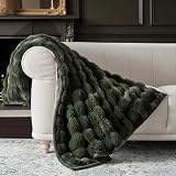 EverGrace Faux Rabbit Fur Bubble Throw Blanket...