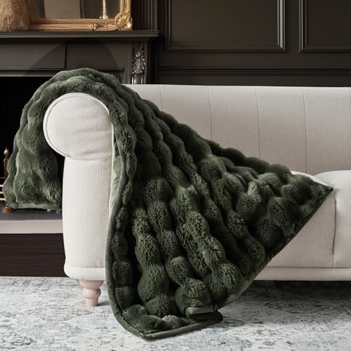 EverGrace Ultra Soft Luxury Fluffy Faux Rabbit Fur Throw Blanket,
