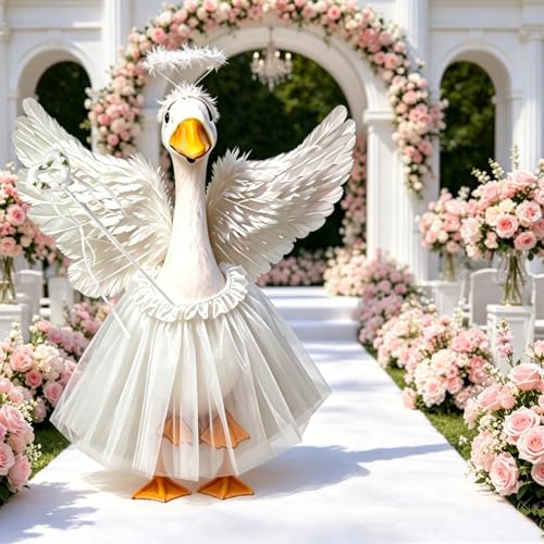 Costume d'oie de porche pour raviver une statue de jardin fatiguée