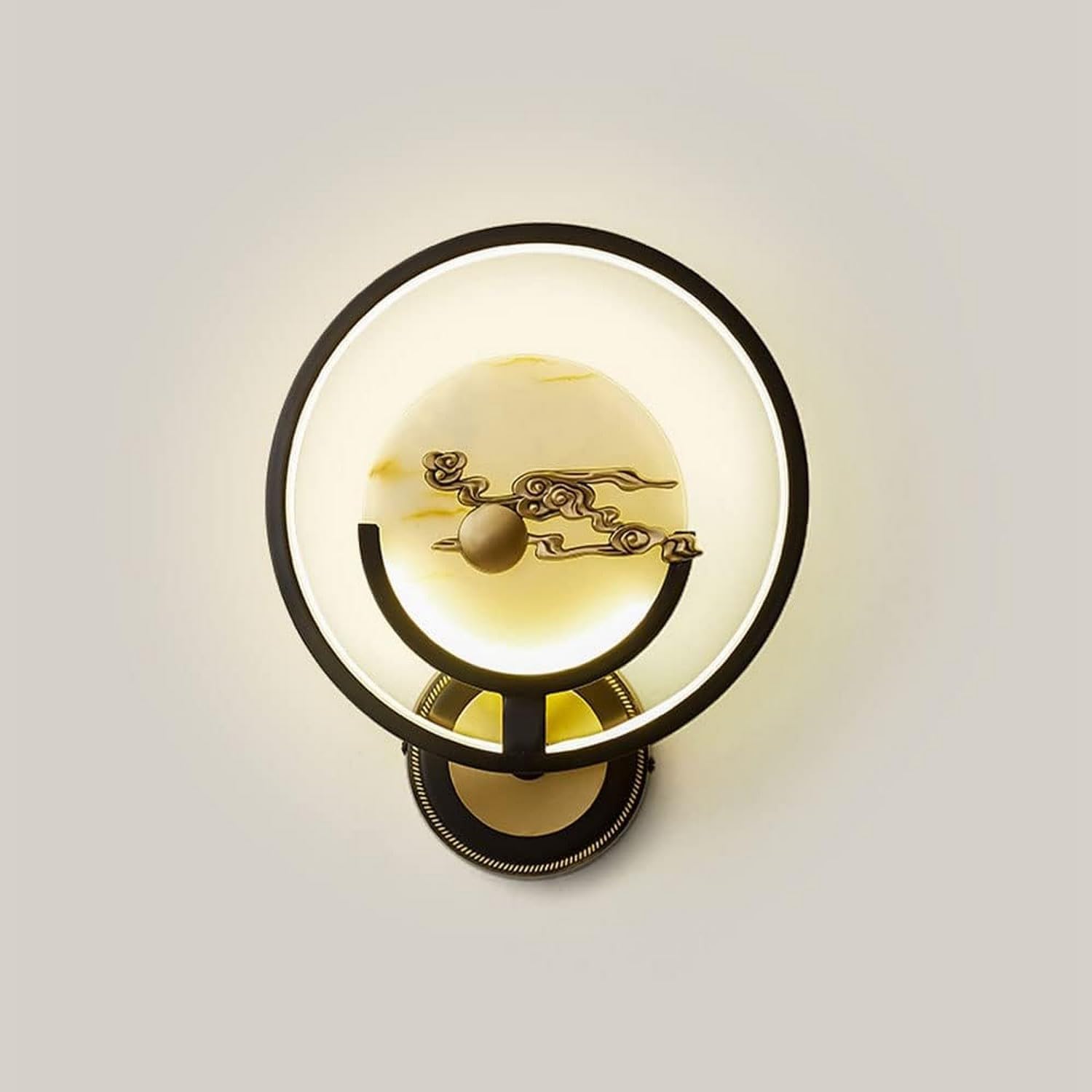 Jybnbbe Light Wall Bedside Decor Lamp, Brushed Brass Circular Lamps Modern Marble Led Sconce Study Living Room Hallway Ing,Chandelier