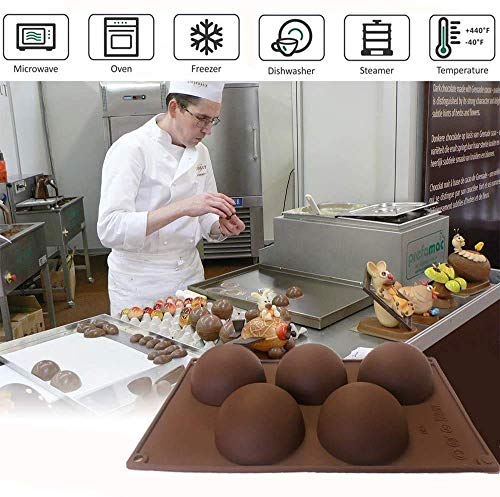 Image of Glamaxy Extra Large Cup Silicone Half Round Baking Mould | Cake Baking Mould | Chocolate Ice Cream Mould (6 Cup Half Circle Mould) (5 Cup Moulds)