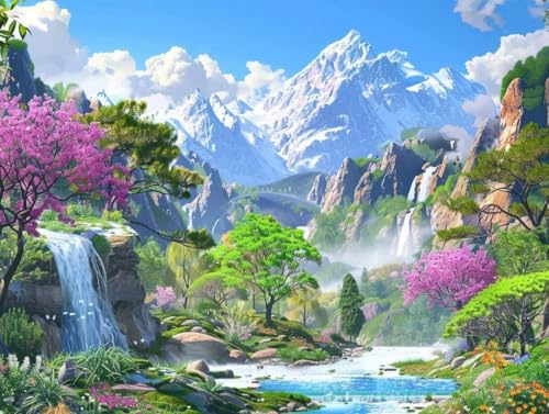 Peinture diamant cascade 40x50cm pour sublimer votre salon avec un art mural DIY unique