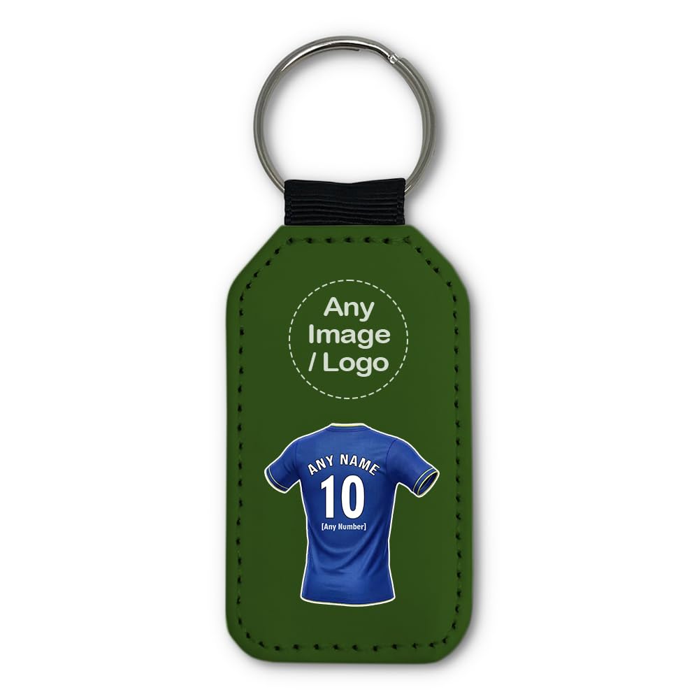 UNIGIFT Personalised Gift - Birmingham Fan Green Rectangle Keyring (Royal Blue Football Jersey Design) Custom Name Keychain - Small Heath B9 Club
