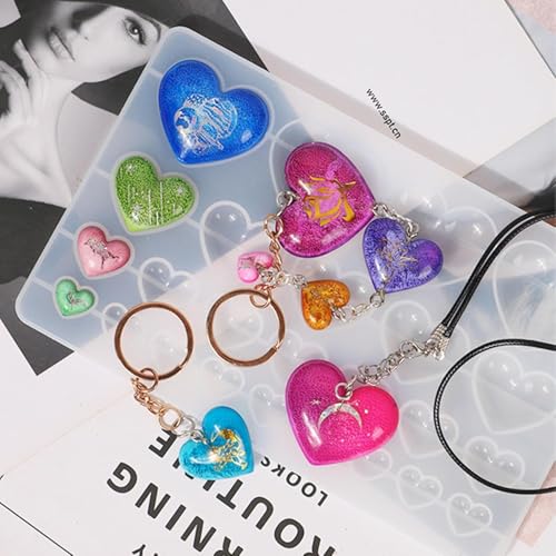 Image of 25 Cavity 3D Large Medium and Small Heart Silicone Moulds Handmade Chocolate Candle Soap Bath Soaps Earring Keychain Home Decor DIY Resin Crafting Projects (Pack of 1)