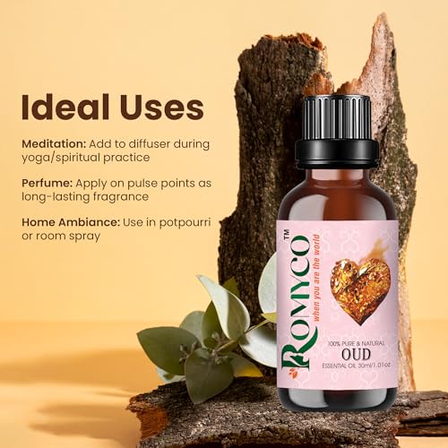 Image of Romyco White Oud Essential Oil 30ml (Arabic White) for Use in Diffuser | Long-Lasting Luxury Perfume, Cologne, Scent for Men & Women | Alcohol-Free | Pure Natural & Undiluted