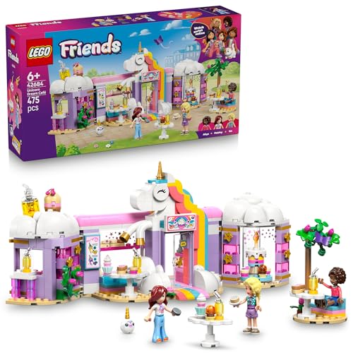 LEGO Friends Unicorn Dream Café 42684 Building Set Pretend Play Rainbow Unicorn Themed Toy for Kids 6+ 3 Minidolls Toy Cakes and Café Tables Gift Idea for Birthdays (475 Pieces)