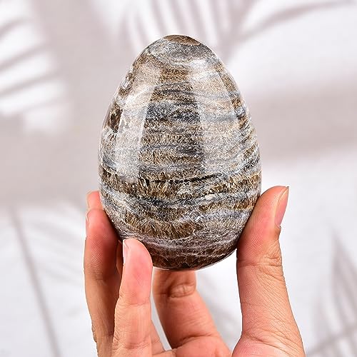 Image of AMOYSTONE Single Morocco Jasper Minerals Crystal Egg with Base for Home Decor Collect, Large Height 3.5-4 inch