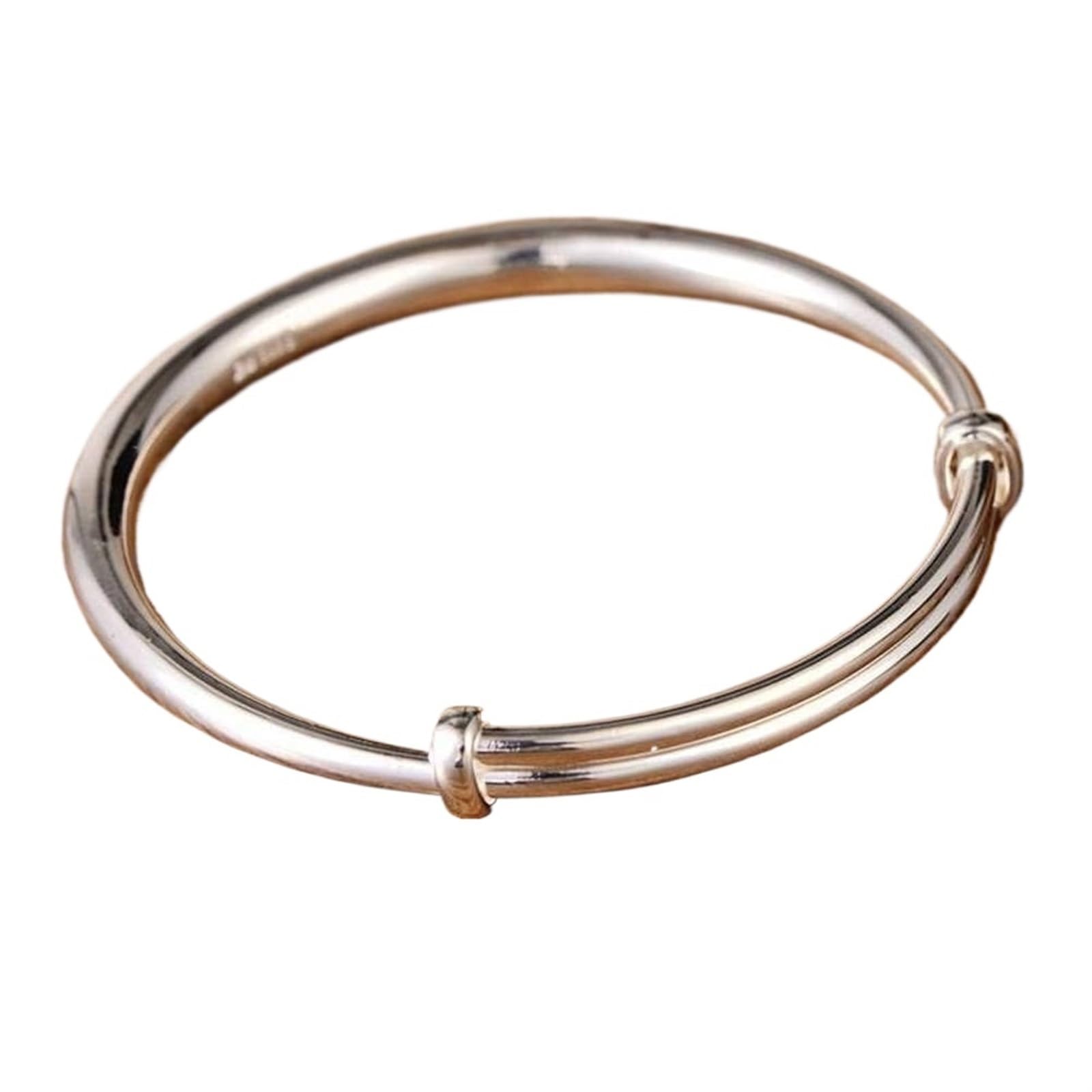 Bracciale in Argento, Bracciale Rigido alla Moda, Bracciale retrò S999 Bracciale in Argento Sterling Piede Push-Pull Semplice lucentezza Gioielli Classici Unisex 25g