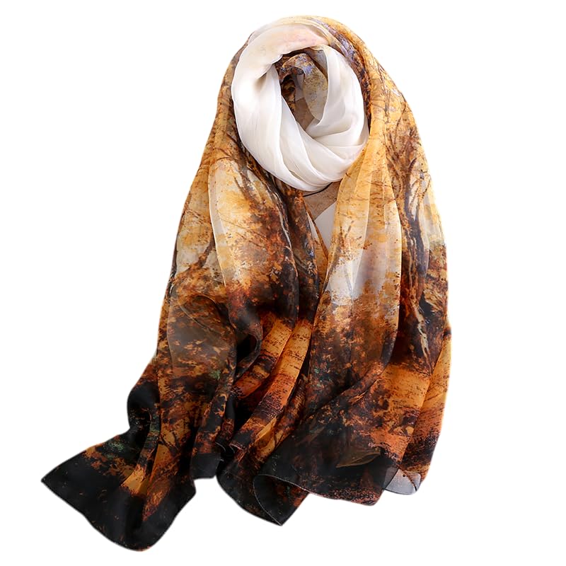 Image of Scarf Stole for Women - 185 x 135 cm Chiffon Scarf with Floral Print | Lightweight Scarf, Soft Stole for Women | Satin Feel Neck Scarf | Women Accessory