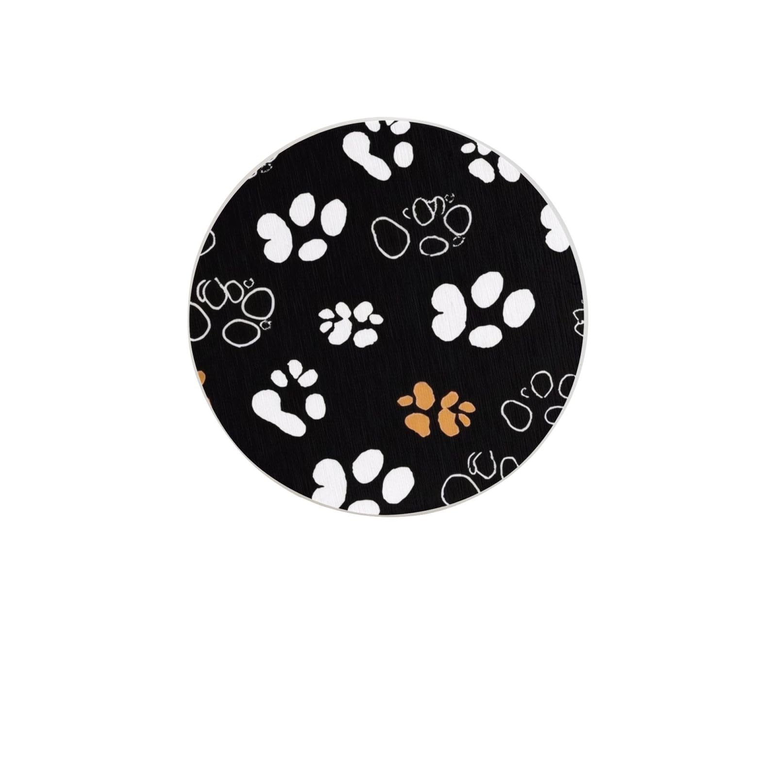 Dog Paw Prints Absorbent Drink Coasters Diatomaceous Round Coaster 4 Inch Reusable Cup Coasters Set 4pc