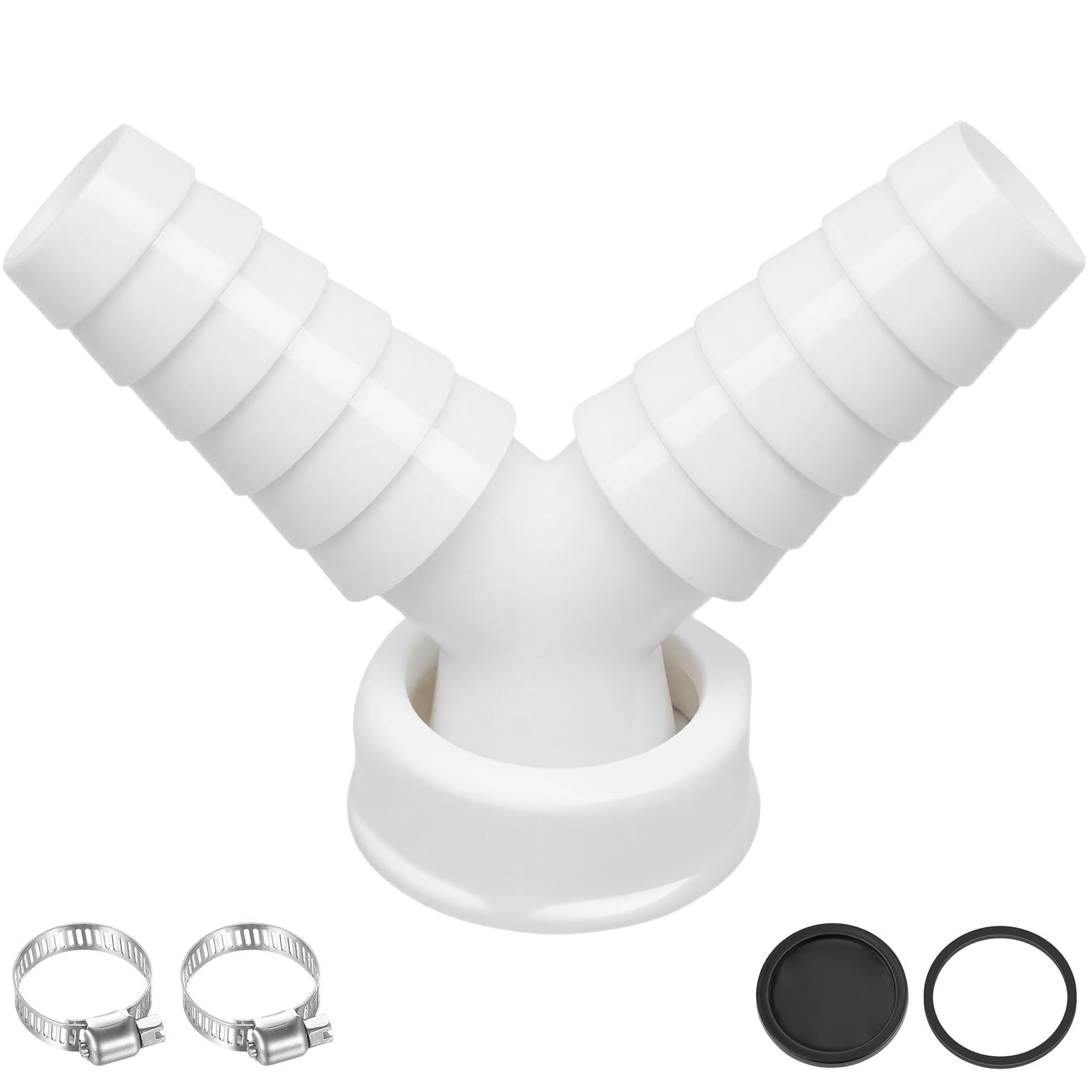 Abfluss Waschmaschine Doppelanschluss 1 Zoll Schlauch Y-Adapter,Waschmaschinen Adapter abfluss mit 2 Schellen,Waschmaschinenanschluss Reduziert Rückfluss für Effiziente Entwässerung