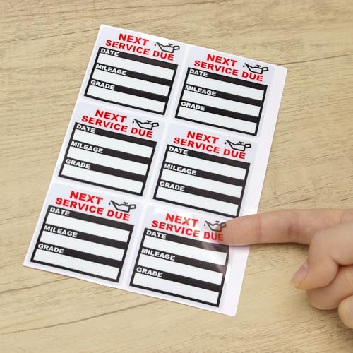 Image of for Oil Change Sticker Static Cling, Clear Stickers 120 Pcs 2 inchx 2 inch Next Service Due Sticker for Windshield, Easy to Peel with No Residue for Car Auto Vehicle Window (Red11)