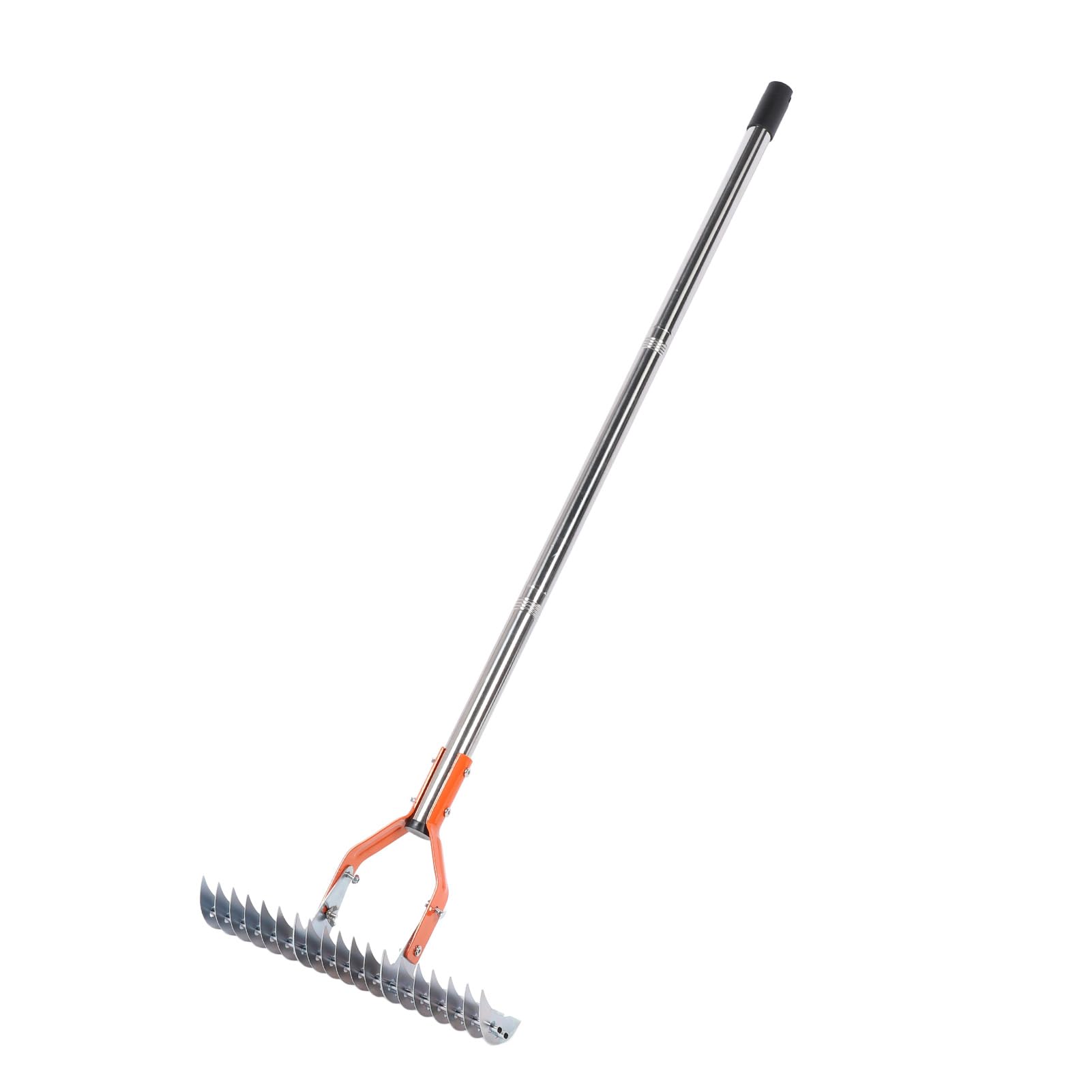 Rastrillo de Paja para Césped, Rastrillo de Paja para Suelo de Acero Al Carbono con Ajustable de 3 Secciones, Cabezal de 14,7 Pulgadas, Dientes de 5 Pulgadas, para el Cuidado del Césped,
