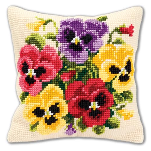 Coussin point de croix Vervaco haut de gamme toile peinte à la main