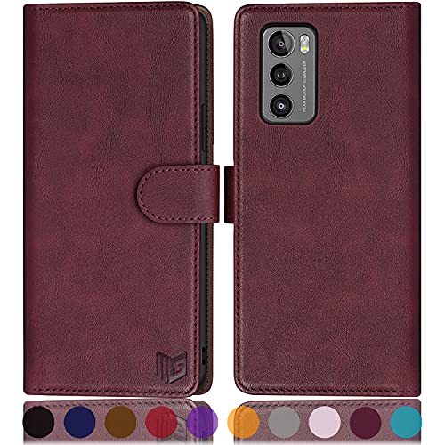 SUANPOT for LG Wing 5G with RFID Blocking Leather Wallet case Credit Card Holder, Flip Folio Book Phone case Shockproof Cover LG Wing 5G case Women Men for 2020 LG Wing case Wallet Wine Red