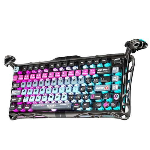 GravaStar Mercury V75 Pro Clavier Gaming HE Filaire, Switchs Magnétiques Hall Effect, Rapid Trigger 0,005mm, Polling Rate 8KHz, Clavier Mécanique 75% RGB, Aluminium (Cyberpunk)