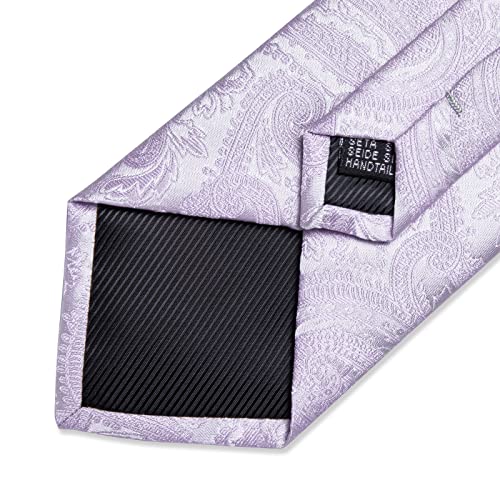 Image of DiBanGu Paisley Ties for Men Silk Necktie and Pocket Square Cufflinks Tie Clip Set Woven Classic Mens Tie for Wedding Party