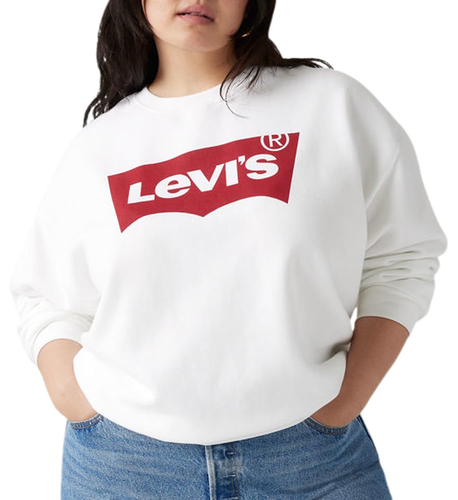 Levi's Women's Plus Size Everyday Crew Sweatshirt, Everyday Crew Core Batwing White+, XXL Große Größen