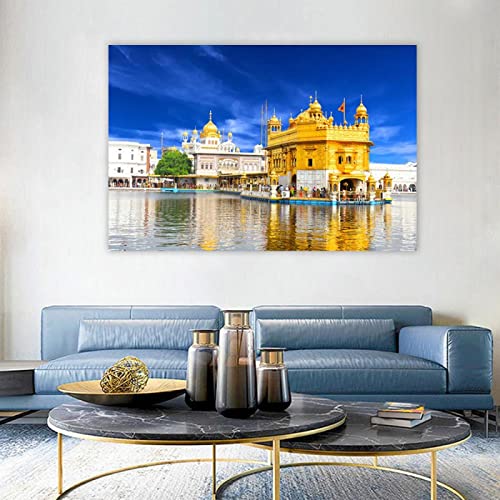 Ciel bleu temple d'or image sur toile NOLEGA pour illuminer un salon nu - 2