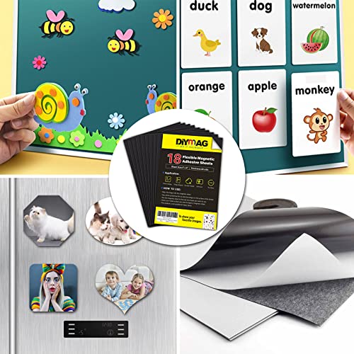 Diymag Adhesive Magnetic Sheets, |4" X 6"| 18 Packs, Flexible Magnet Sheets With Adhesive For Crafts, Photos And Die Storage, Easy Peel And Stick, Easy To Cut Into Any Shape/Size (4" X 6"-18P) #TOP6