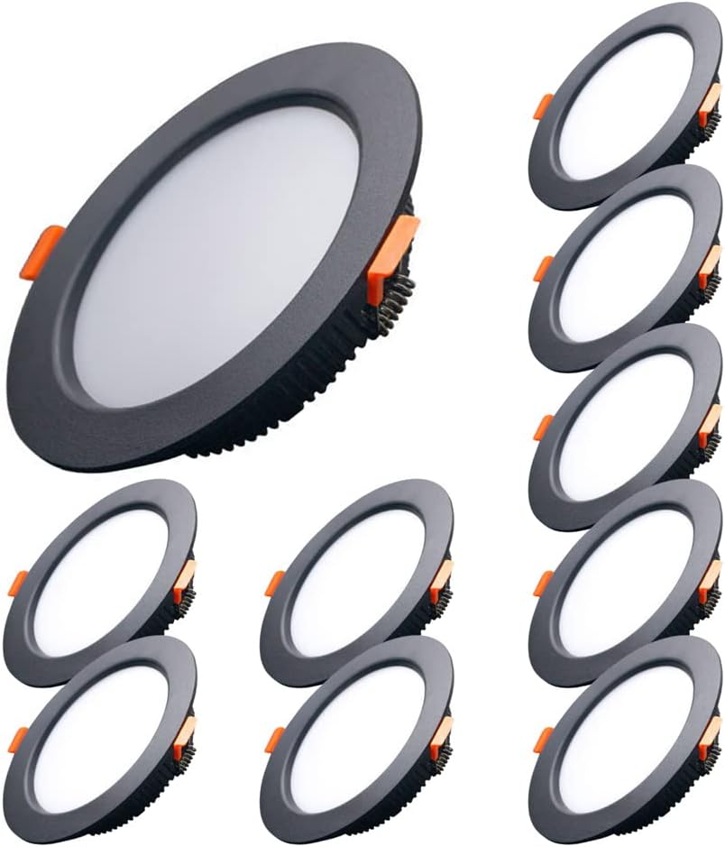 7W Ultra Thin Recessed Light 1pcs 5pcs 10pcs LED Recessed Downlight Black Round Aluminum Alloy Ceiling Light for Bathroom Living Room Sink Lighting