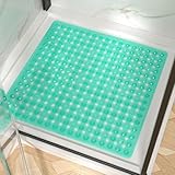 HITSLAM Alfombra Ducha Antideslizante 60x60cm, Cuadrada Alfombrilla Ducha Antideslizante con Ventosas, Lavables a máquina Alfombrilla Baño Libre de BPA Resistente al Moho, Verde