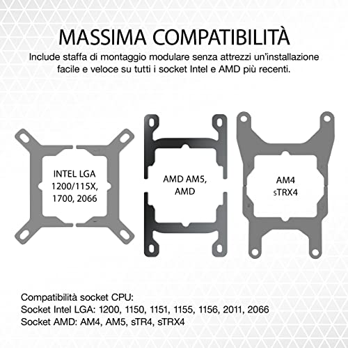 Corsair iCUE H150i ELITE CAPELLIX XT Dissipatore a Liquido per CPU - Tre Ventole AF120 RGB ELITE - Radiatore di 360 mm - Intel® LGA 1700, 1200, 115X, 2066, AMD® AM5, AM4 - Bianco - Immagine 5