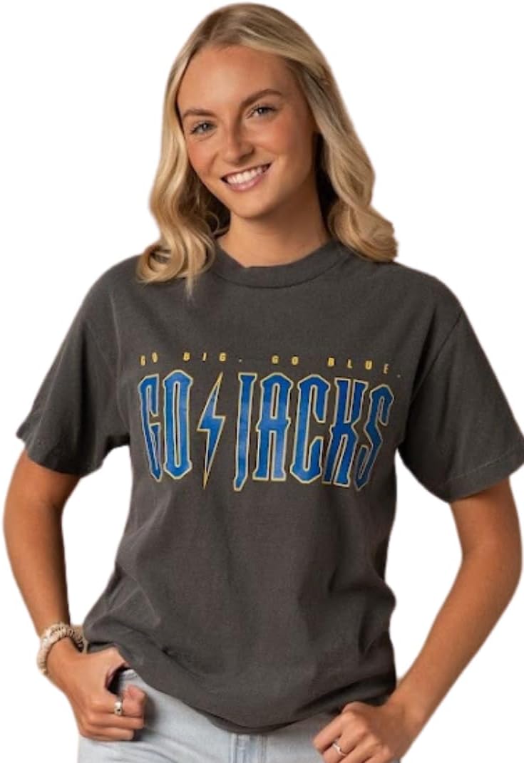 Fan Girl South Dakota State Jackrabbits Women’s Collegiate Tee, SDSU Apparel, 100% Cotton, Faded Black T-Shirt, Sizes S-3XL