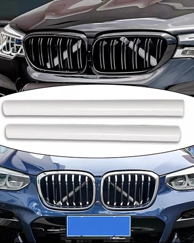 Image of F30 Front Grille Trim, M-Sport V Brace Grille Inserts Stripes Trim Compatible with BMW 3 Series 4 Series F30 F32 320 328i 330 335 428 435 Front Grille Inserts 2pcs (white)