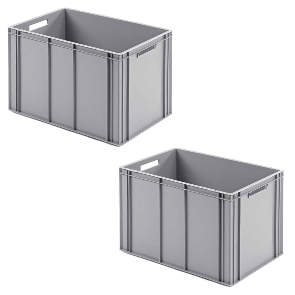 BRB 2 Euro Conteneurs avec 2 poignées, (L x l x h) 600 x 400 x 420 mm, gris, fond nervuré