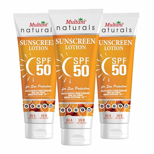 Image of Multani Natural Sunscreen SPF 50 PA++++ Pack of 3 (100ml) | Lightweight & Non-Greasy | No White Cast | Broad Spectrum & UV Protection UVA /UVB | Clinically Tested | For All Skin Types | For Men & Women