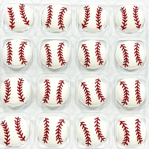 Homipooty Edible 16pcs Sports Themed Baseball Sugar Sprinkles Edible Baseball Icing for Cake Decorating Baking, Cookies, Ice Cream, Cupcake Toppers, Macaron.