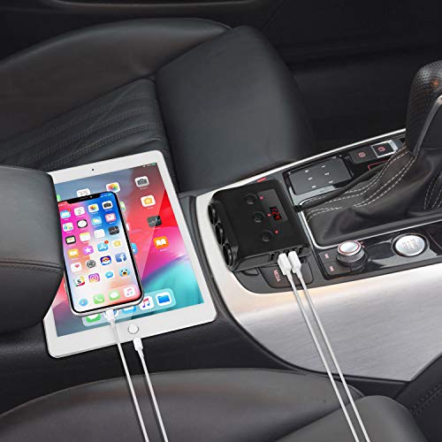 Kingwei Allume Cigare USB 100W,Adaptateur Allume Cigare à Charge Rapide, 3 Prise Allume Cigare Splitter 110 W 4 Ports USB et Interrupteur Séparé pour la Tablette IPhone IPad GPS - Image 8