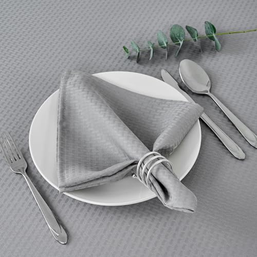 Image of maxmill Cloth Napkins Weaved Texture Pattern Soft Comfortable and Luxury Serviette for Restaurant Family Dinners Weddings Parties and Banquets Set of 4 Pieces, 20 x 20 Inch Light Grey