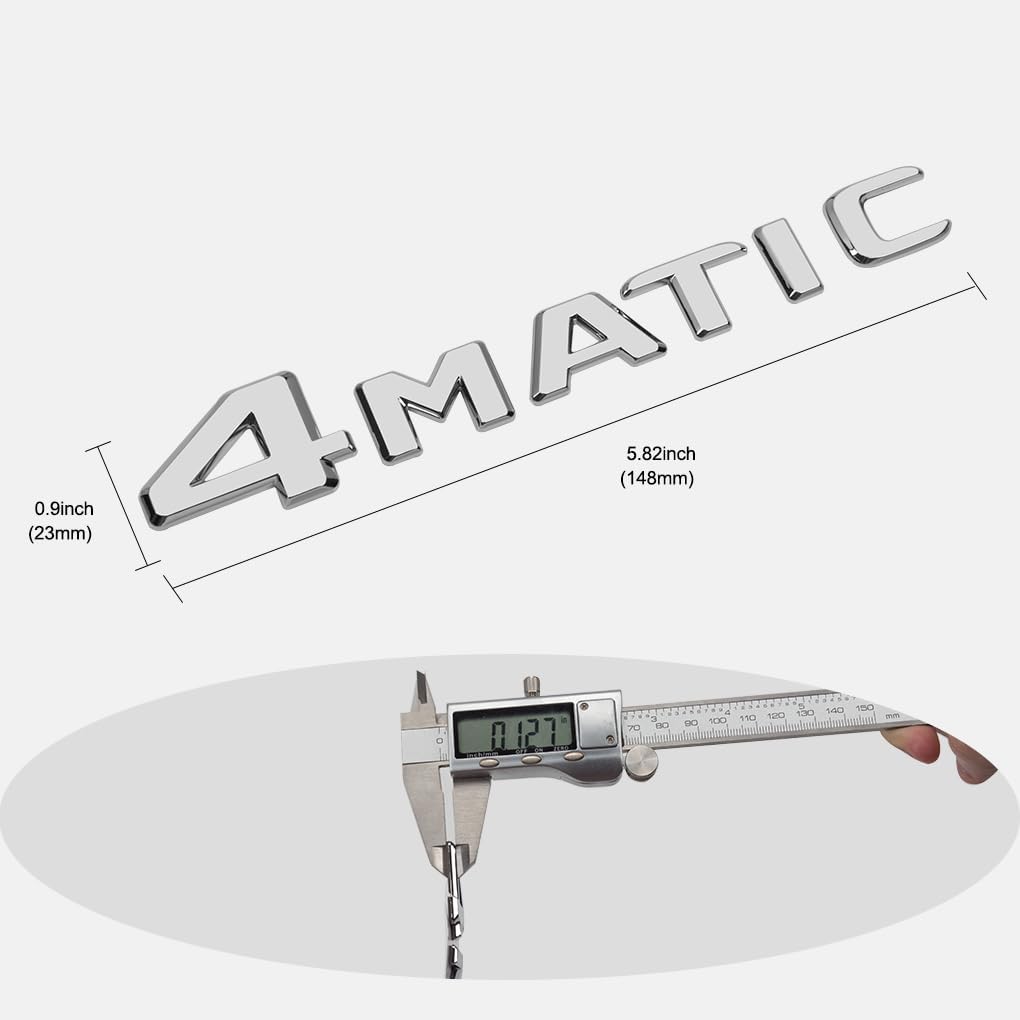 4-Matic Emblem 3D ABS Trunk Logo Badge Decoration Gift (Chrome Silver) Compatible for Mer-CED-ES-Be-nz Accessories (A1)
