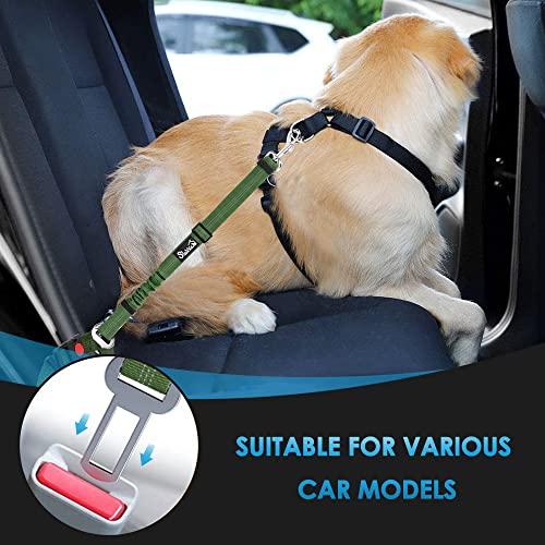 Image of SlowTon Dog Seat Belt for Car, 2 Pack Dog Car Harness Seatbelt with Bungee