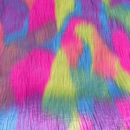 FabricLA Shaggy Faux Fur Square - 12" X 12" Inches Pre-Cut - Use Fake Fur Fabric for DIY, Craft Fur Decoration, Fashion Accessory, Gnome, Hobby - Pastel Patch