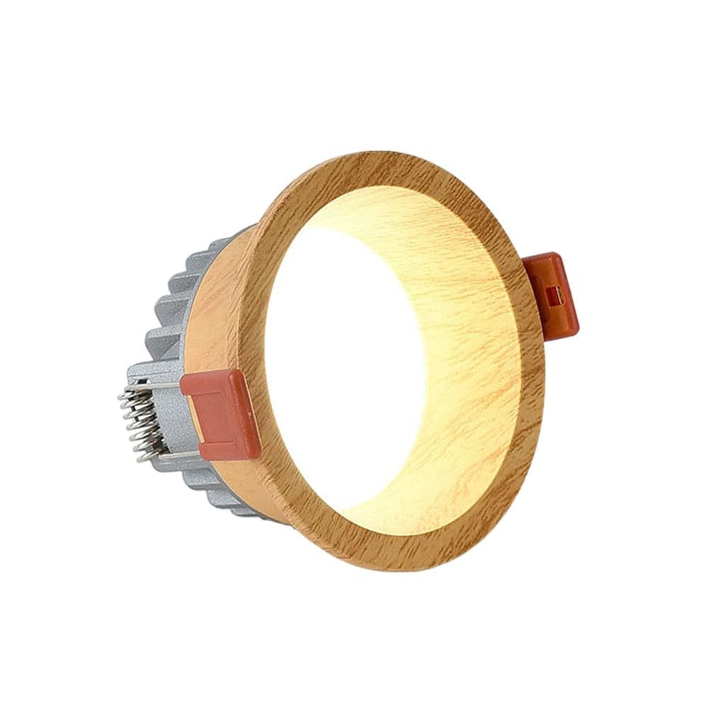 1 x 7 W 12 LED Recessed Ceiling with Wood Grain Round Metal Baffle Retrofit Lighting 3000K/4000K/6000K 3CCT Selectable (Neutral Light, 12W)
