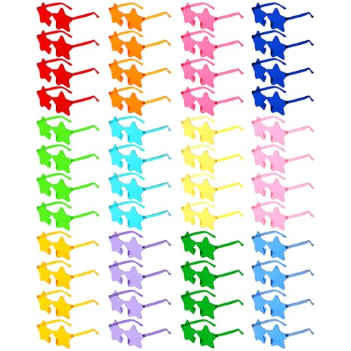 Wholesale 48 Pack Rimless Star/Heart Sunglasses Bulk Adults Unisex, Fun Colorful Star Heart Glasses Party Favors