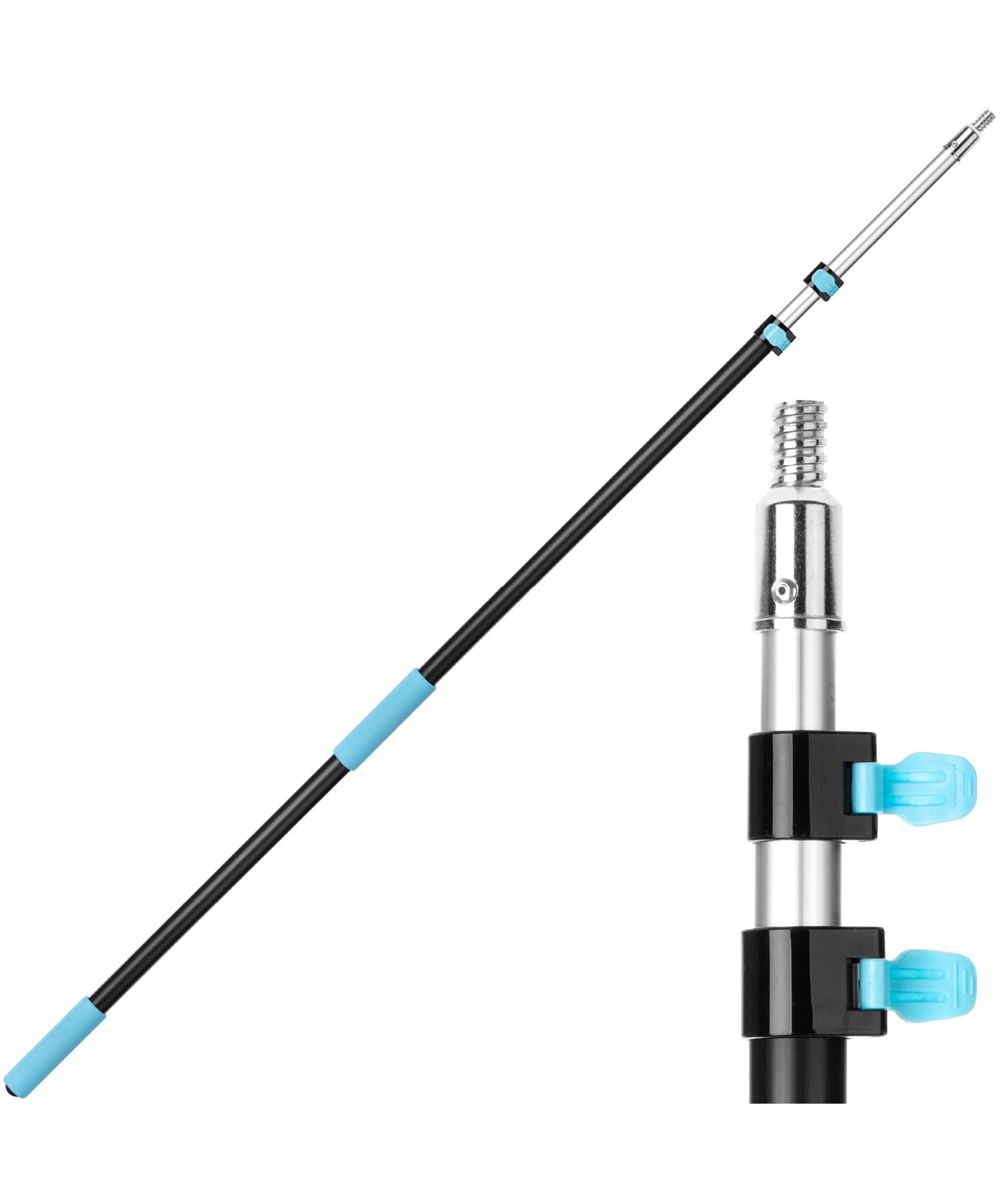 Bates-Telescoping Pole, 5 to 12 Ft Long, Black & Blue, Long Paint Roller Extension Pole for Painting