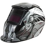 Welding Helmet Solar Powered Auto Darkening Hood with Adjustable Shade Range 4/9-13 for Mig Tig Arc Welder Mask Shield Flaming Skull Design