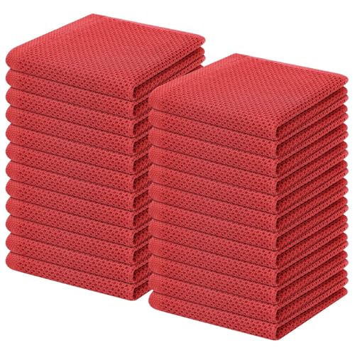 Image of Homaxy 100% Cotton Waffle Weave Kitchen Dish Cloths, Ultra Soft Absorbent Quick Drying Dish Towels, 12 x 12 Inches, 24-Pack, Brick Red