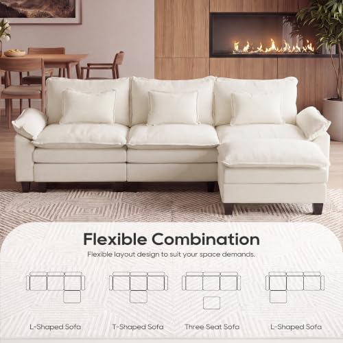 Image of URRED Oversized Modular Sectional Sofa，White：122 inch L Shaped