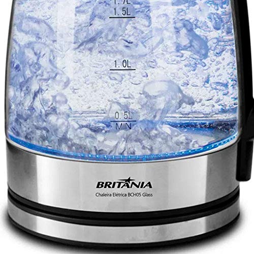 Chaleira Elétrica Vidro Acabamento Inox Britânia Capacidade 1,7 Litros 127 Volts BCH05 Glass 1200W