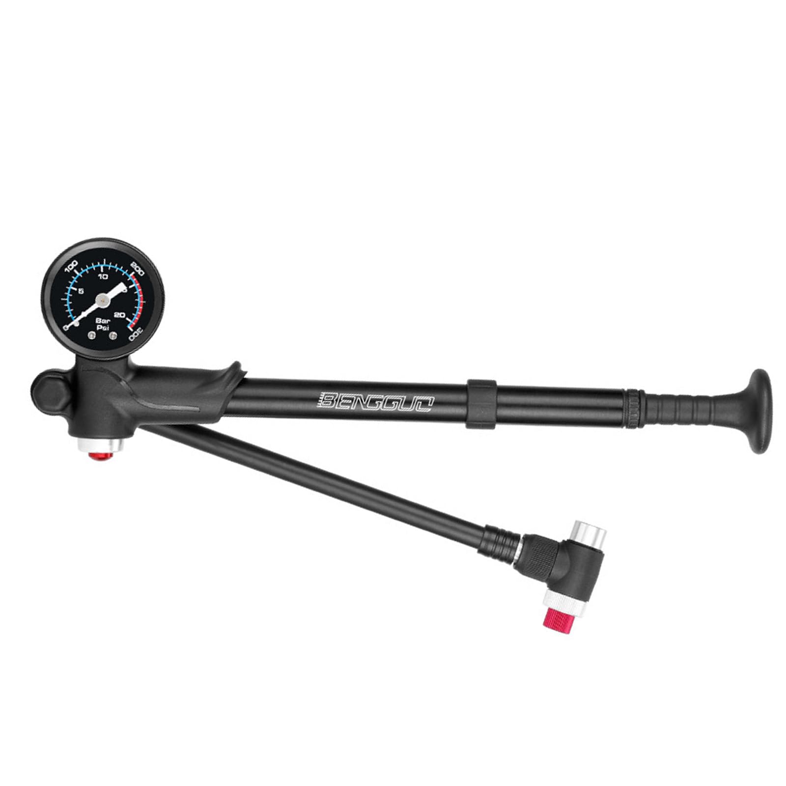 mioosho High Pressure Shock Pumps for Road Mountain Bike 300PSI Air Pumps with Gauge for Front Fork Rear Suspension Small Pumps