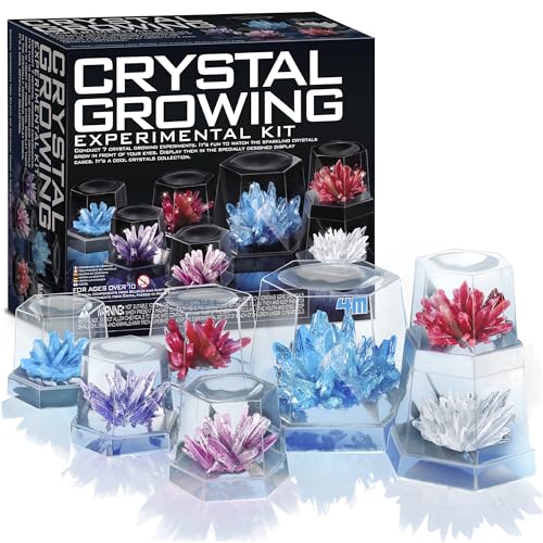 4M 7 Crystal Growing Science Experimental Kit with Display Cases - Easy DIY STEM Toy Lab Experiment Specimens, Educational Gift for Kids, Teens, Boys & Girls