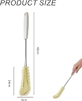 Vista 2 de Cepillo de limpieza largo para botellas de agua, diseño de cerdas flexibles con gancho y mango cómodo, cepillo de lavado de botellas para botella