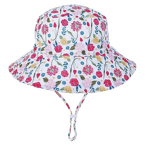 Pichcppo Kids Sun Hat,Sun Protective Toddler Bucket Hat,Baby Beach Hats,Summer Hat for Girls,Flowers (Rose Flower 54)